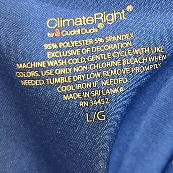 Cuddl Dud Women’s L Climate Right Bright Blue Two-Piece Set Medical Scrubs - Picture 6 of 6